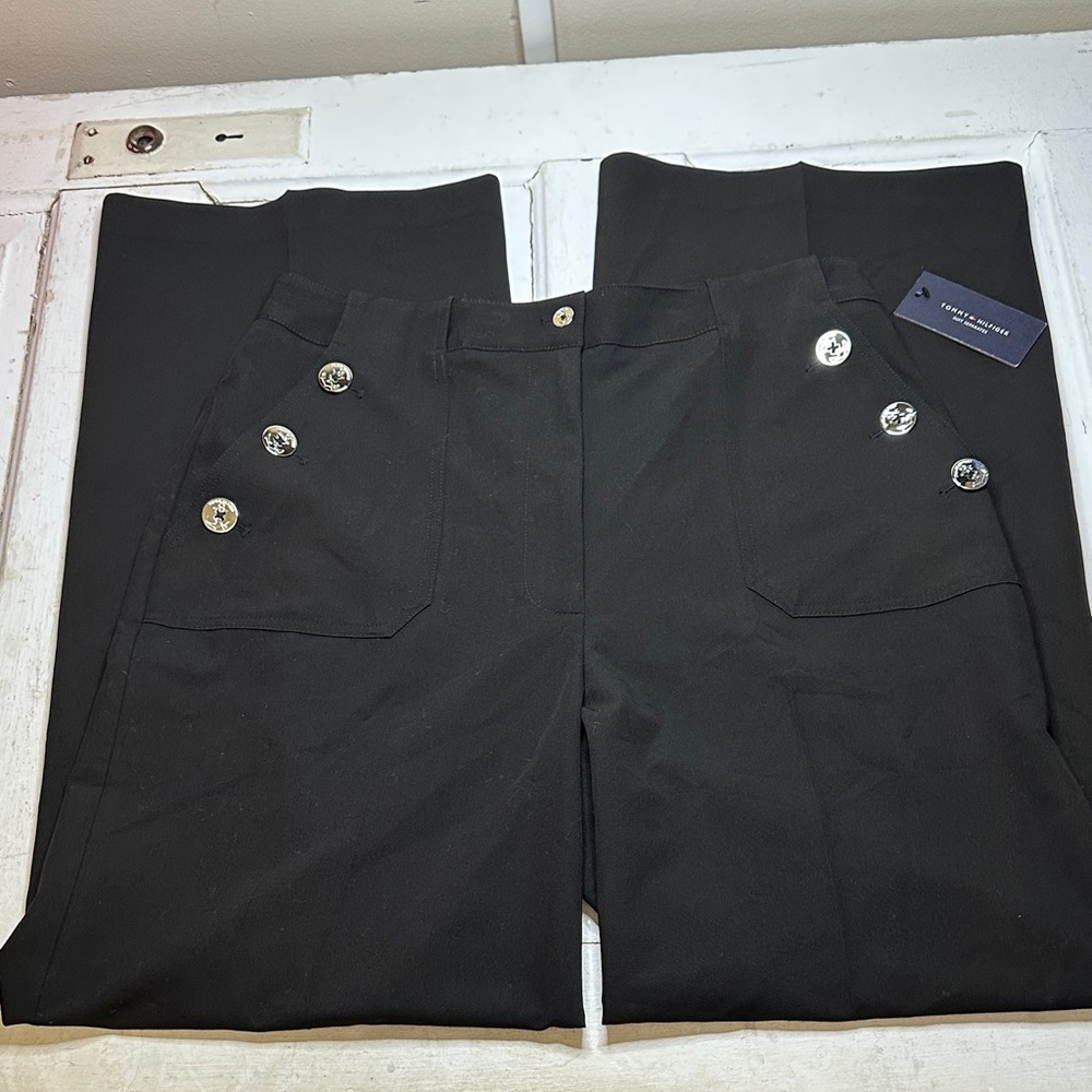 Tommy Hilfiger Wide Leg Pants with Button Accents